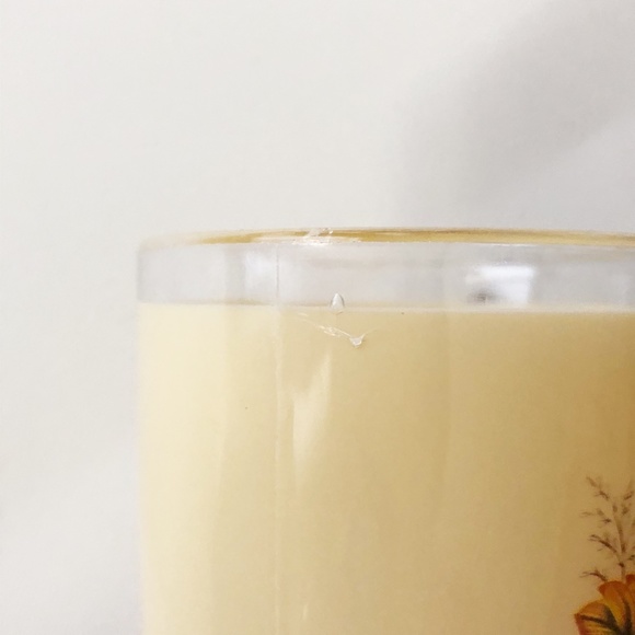 Set 4 MCM Retro Plastic Floral Drinking Glasses w Handle Footed Creamy Yellow - Picture 9 of 9